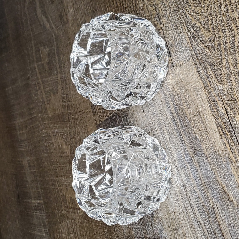 Tiffany & Co. Vtg Crysyal Rock cut votive candle holders